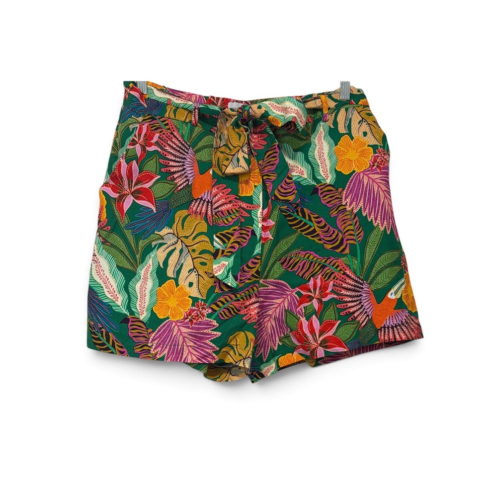 Gibson Latimer Womens Green Tropical Toucan Print Tie Waist Shorts Size Large